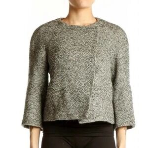 Banana Republic Women's Wool Alpaca Mohair Wrap Cropped Jacket Blazer Tweed Sz S